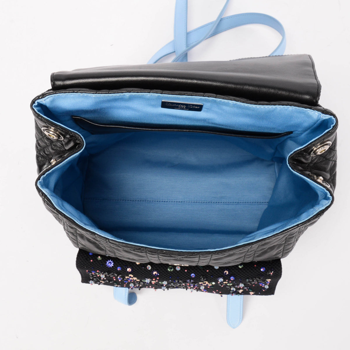 Dior Black Cannage Lambskin Embellished Stardust Small Backpack