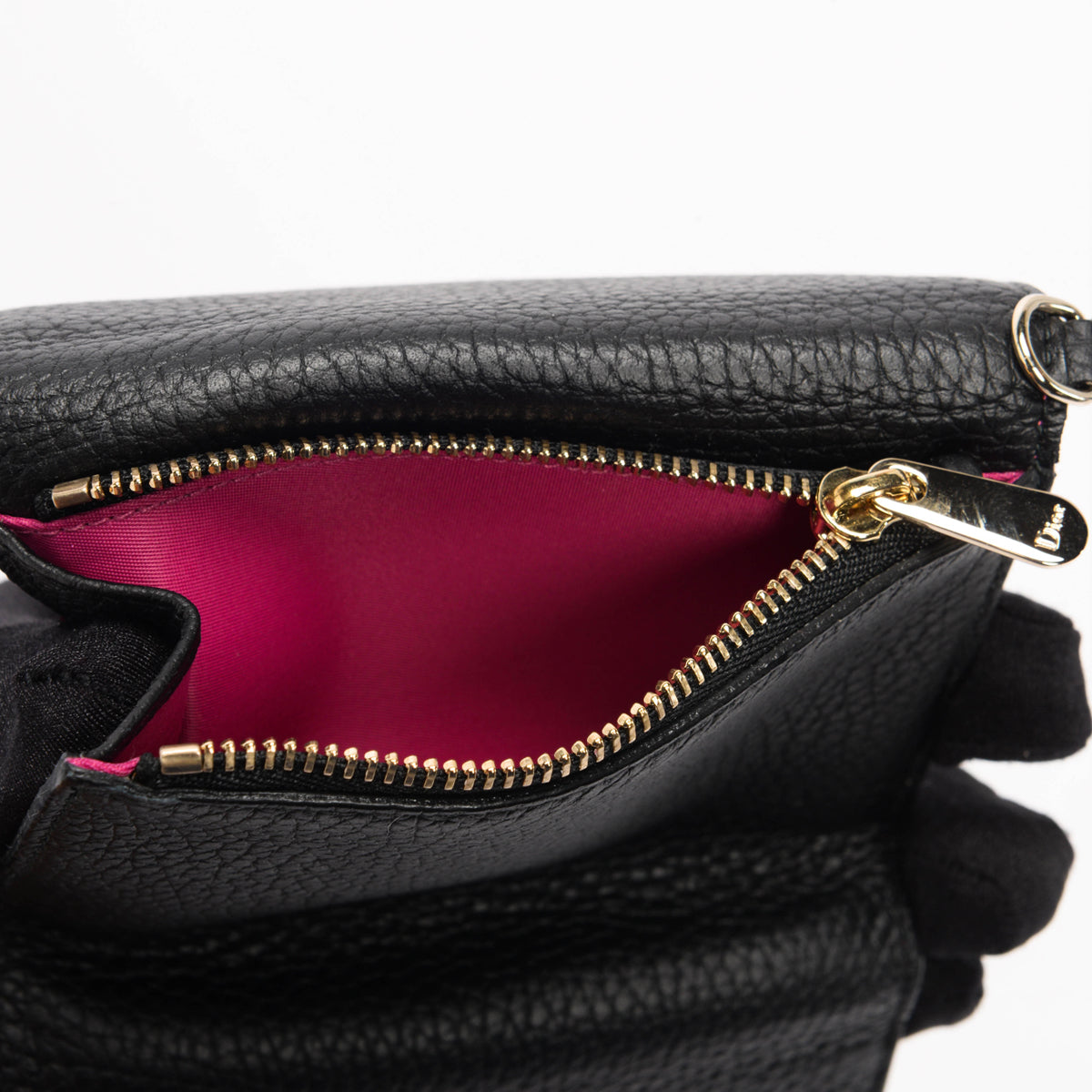 Dior Black Grained Calfskin Diorissimo Envelope Wallet
