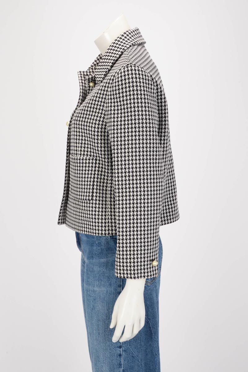 Dior Black & White Wool Houndstooth Jacket FR 40