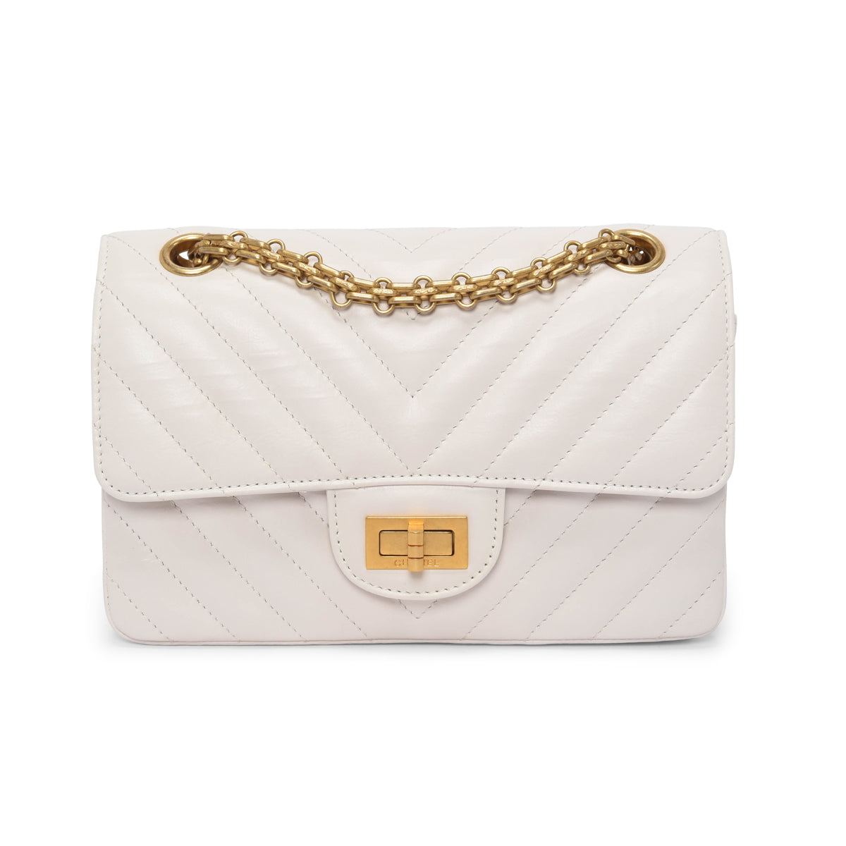 Chanel White Chevron Calfskin Mini Reissue 2.55 Flap Bag