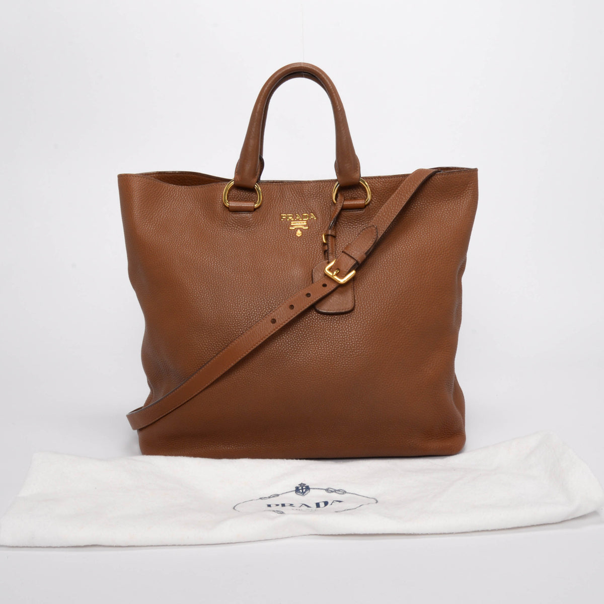 Prada Cannella Vitello Daino Large Shopping Tote