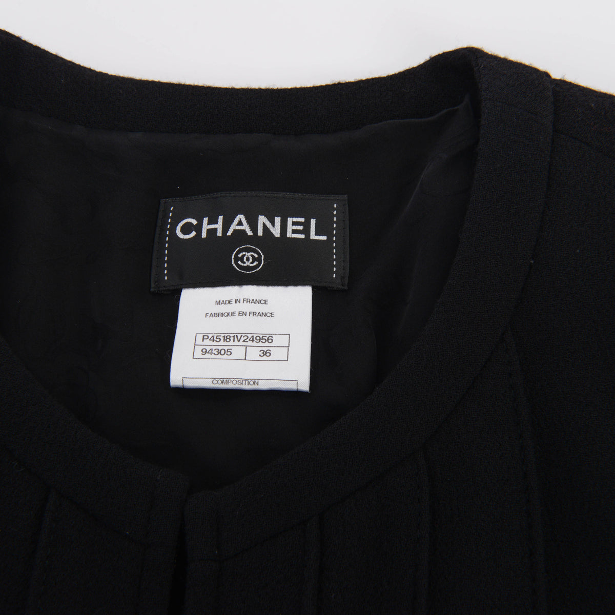 Chanel Black Wool Crepe Pintuck Detail Dress FR 36