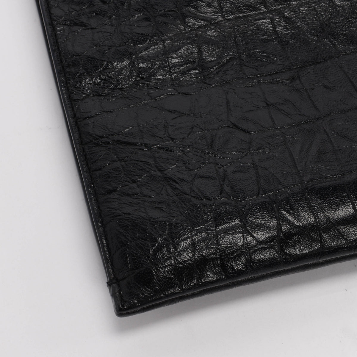 Saint Laurent Black Croc Embossed Cassandre Tablet Pouch