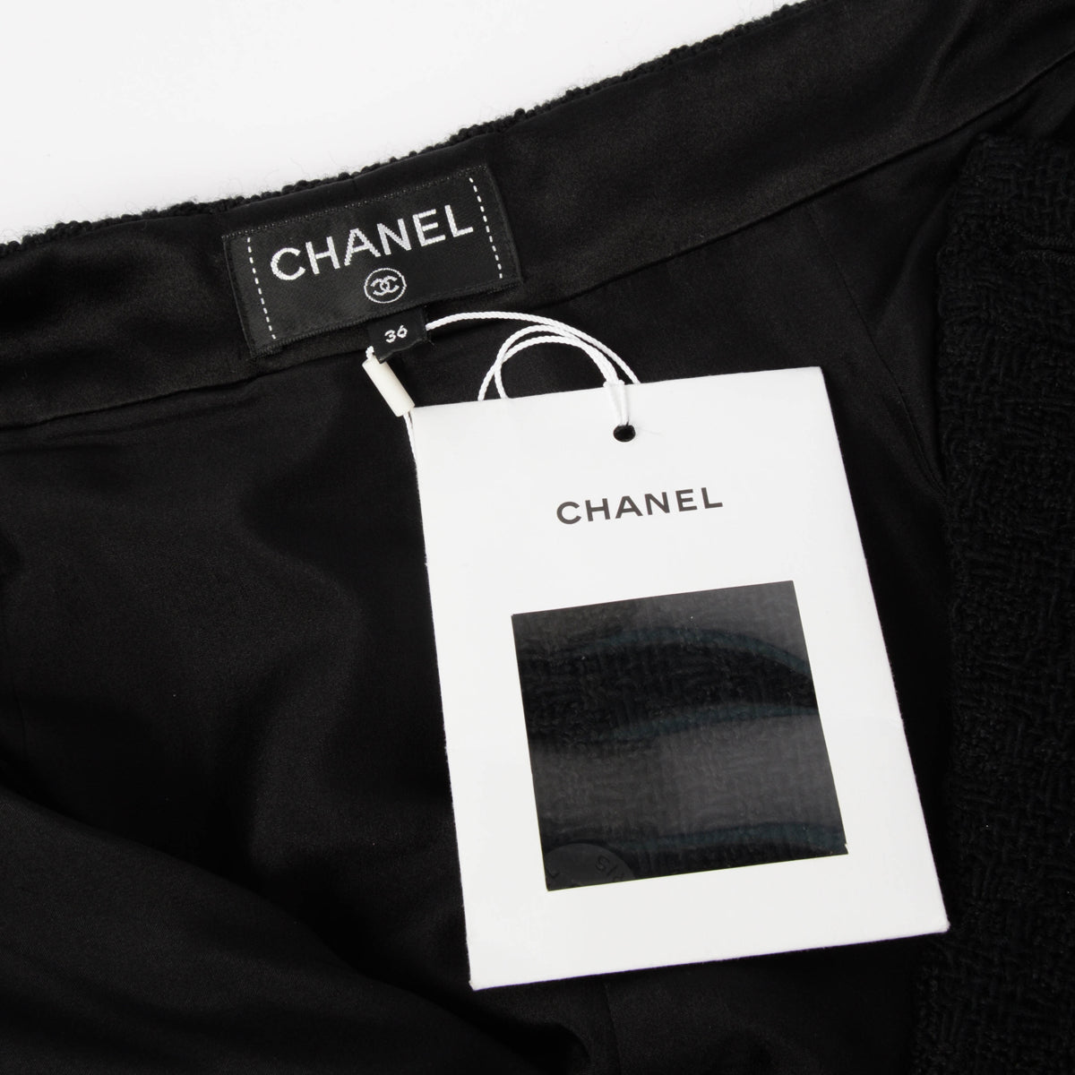 Chanel Black Boucle Tweed Satin Trim Pants FR 36