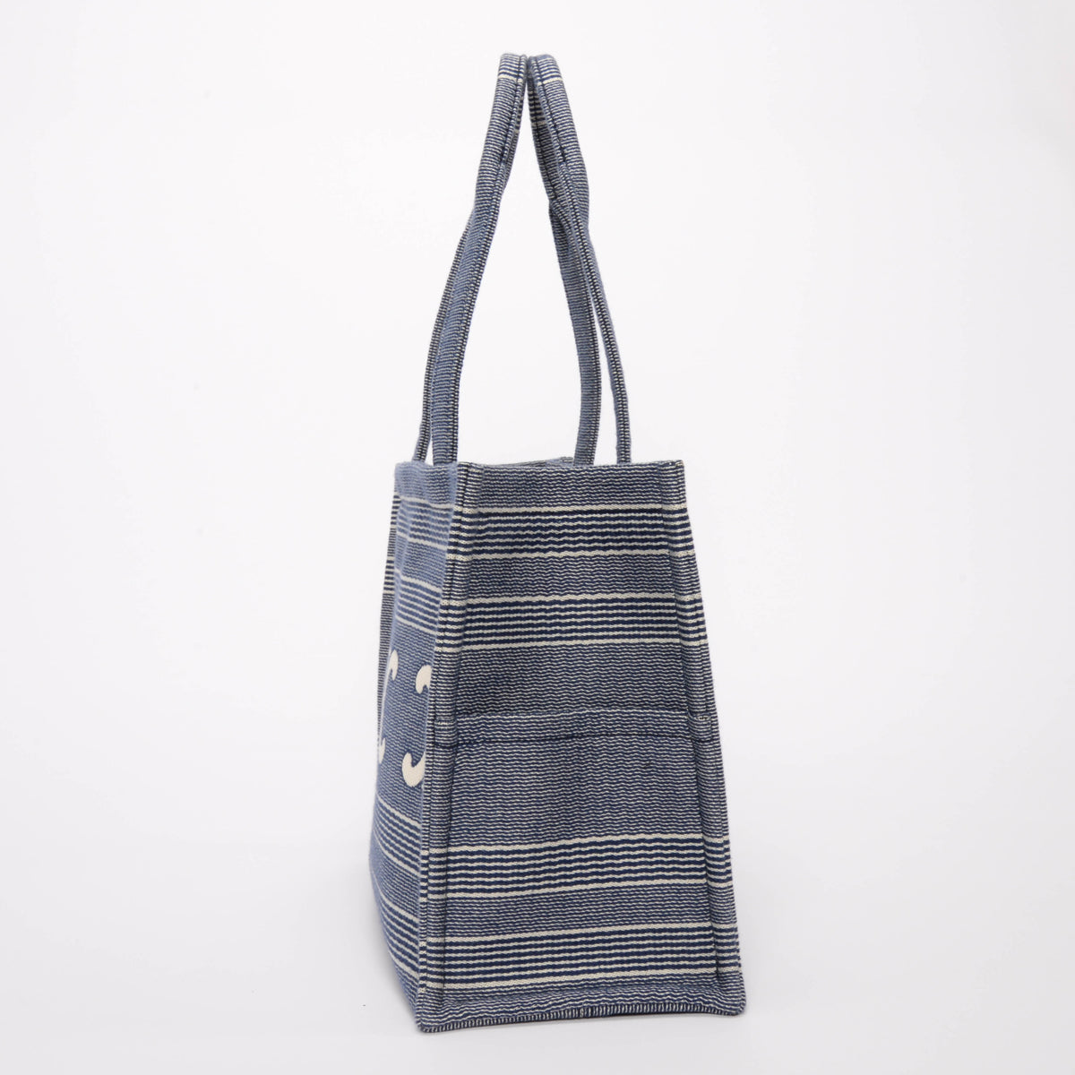 Celine Blue Triomphe Embroidered Canvas Large Cabas Thais