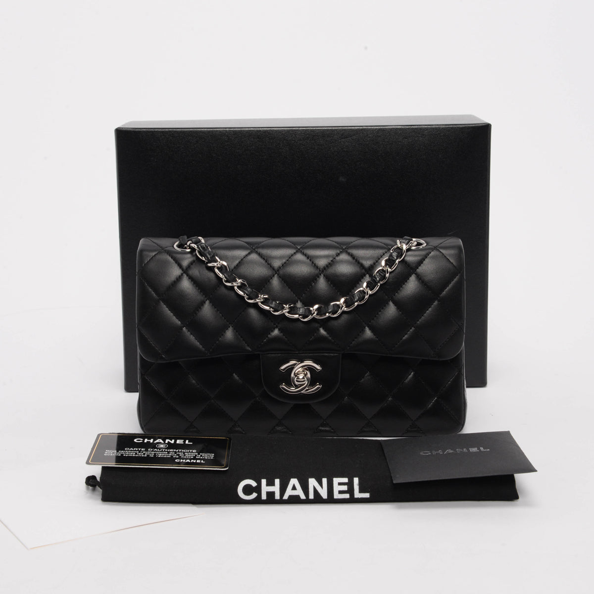 Chanel Black Quilted Lambskin Small Classic Flap Bag