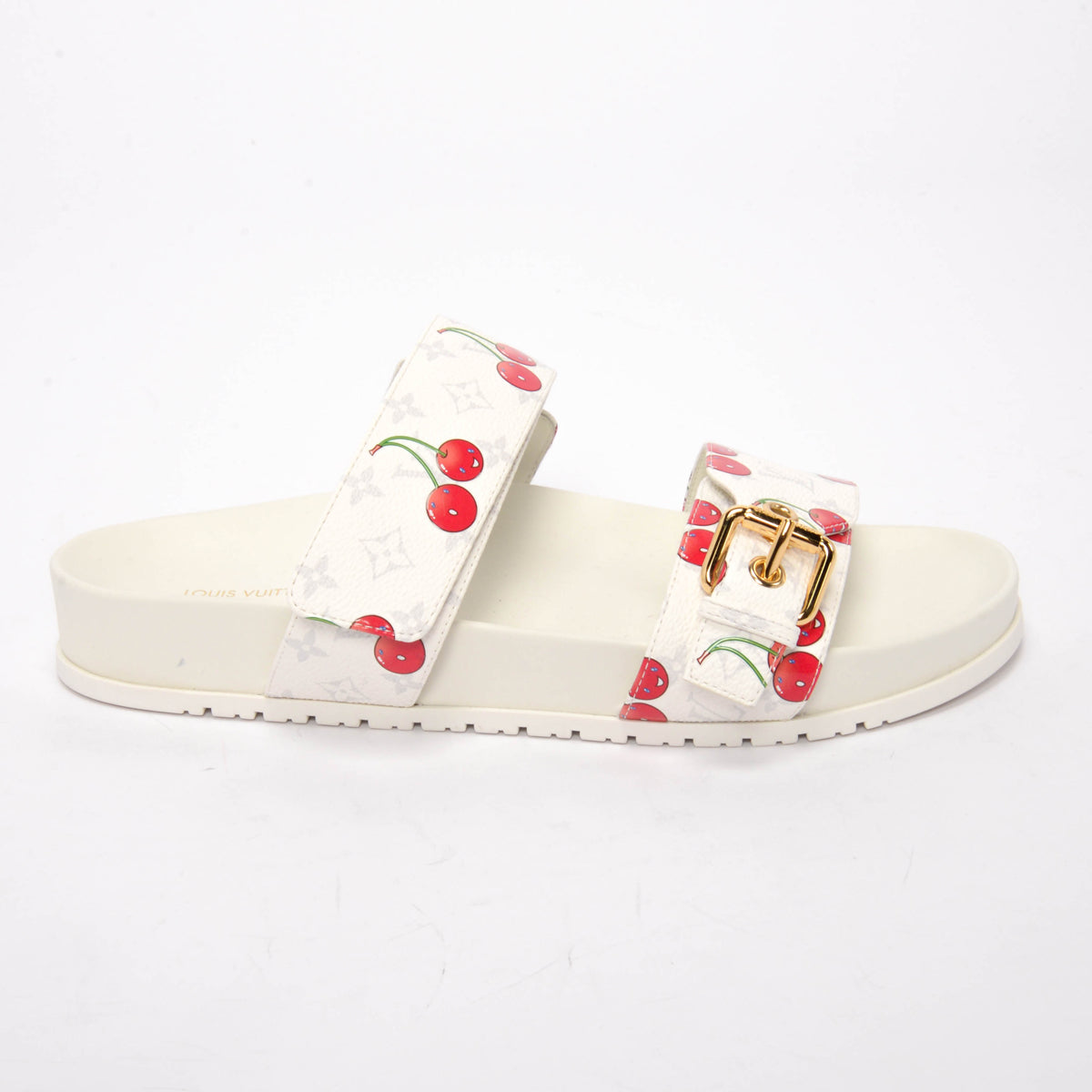 Louis Vuitton x TM White Monogram Cerises Bom Dia Comfort Flat Mules 38