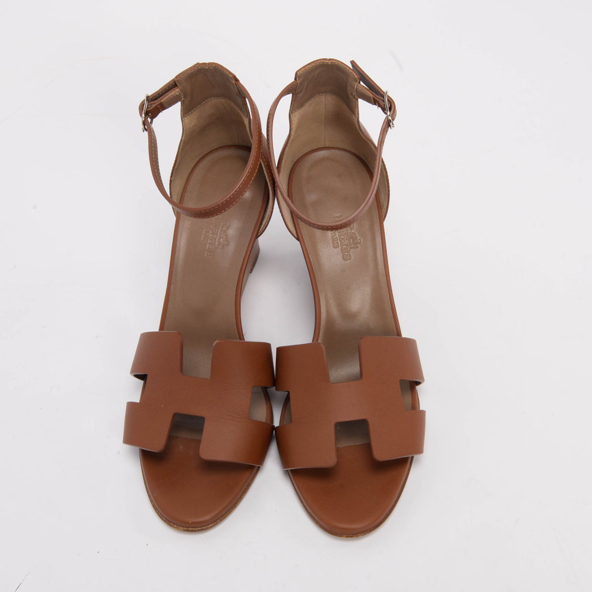 Hermes Gold Calfskin Legend Sandals 38.5