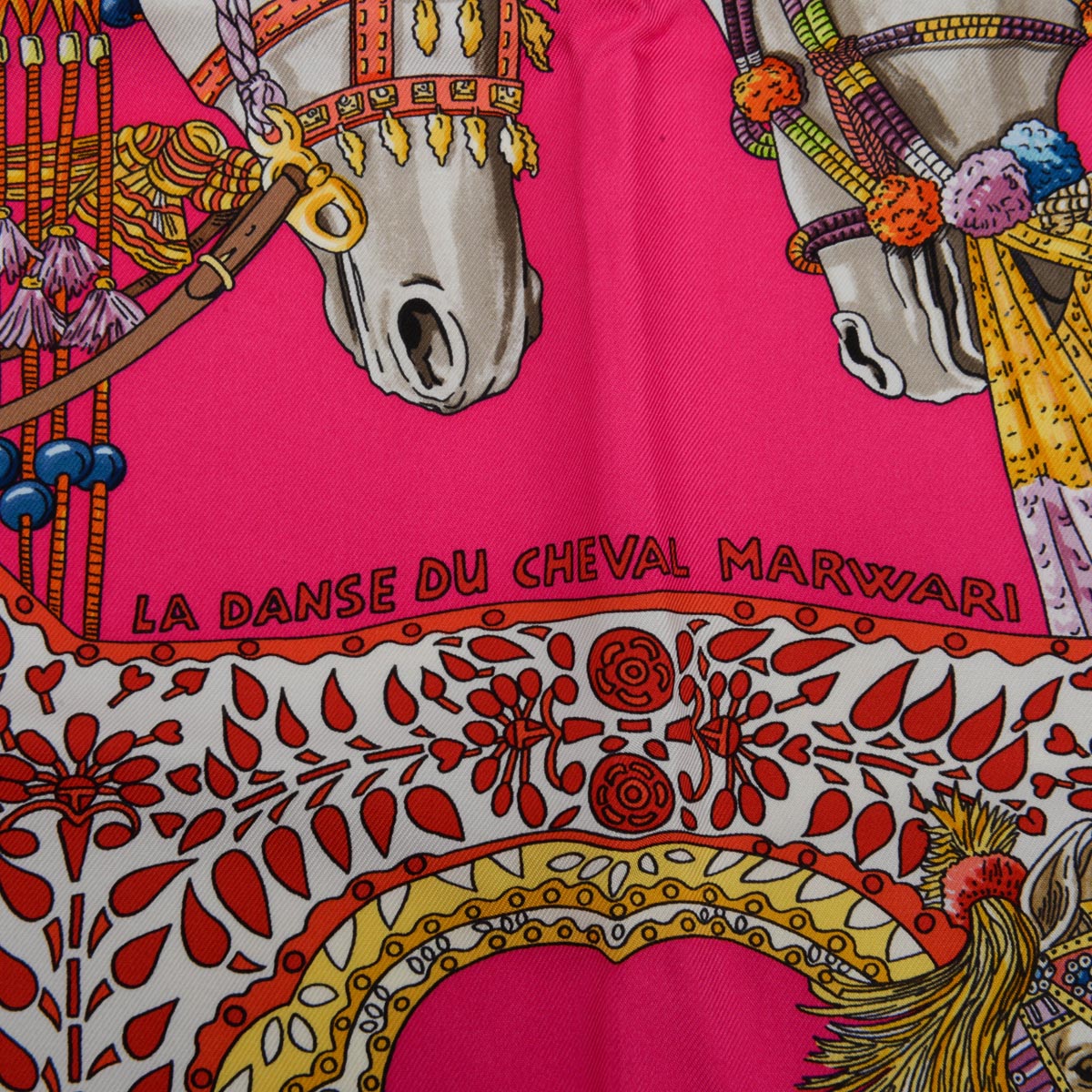 Hermes Pink Silk La Danse Du Cheval Marwari Scarf