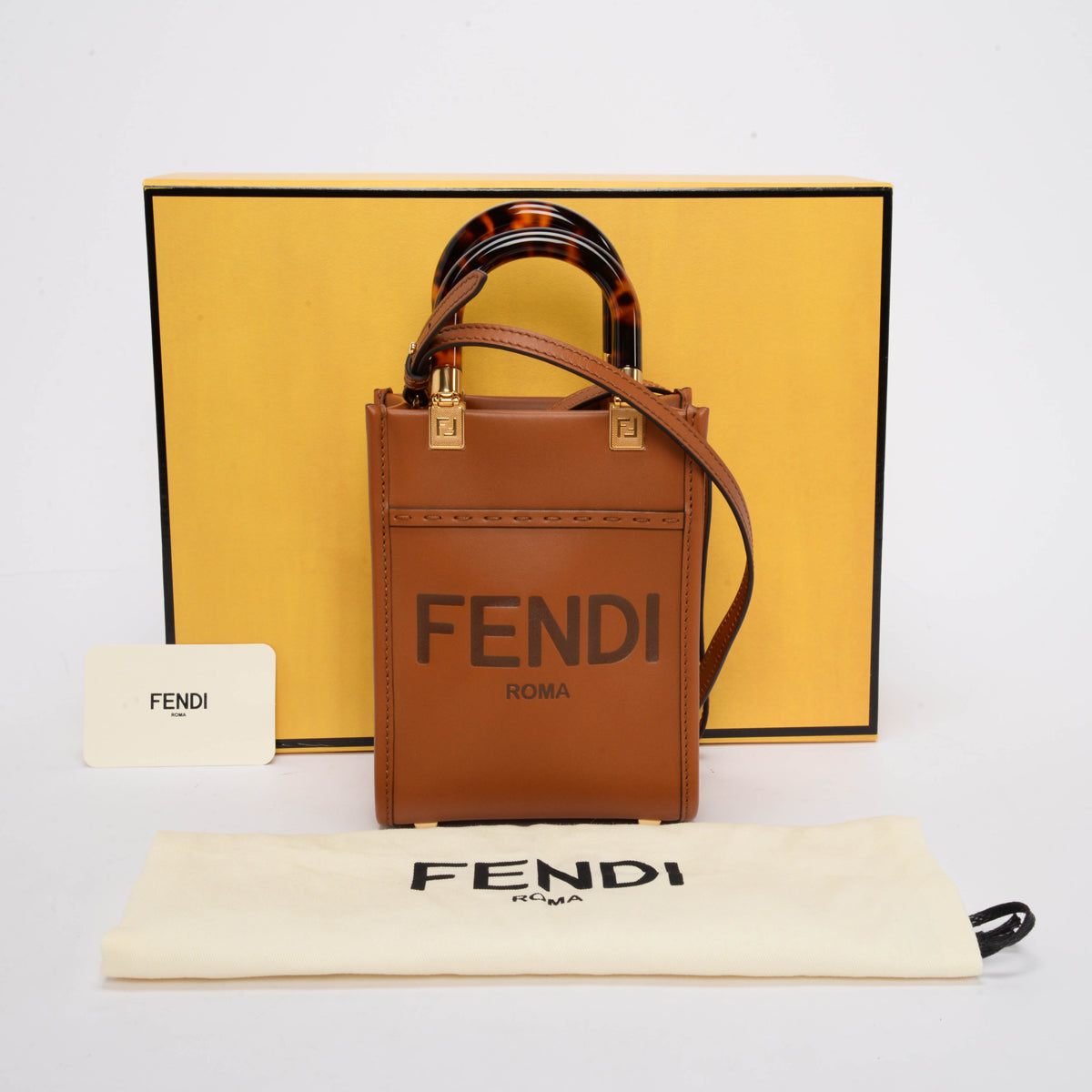 Fendi Brown Roma Calfskin Mini Sunshine Shopper