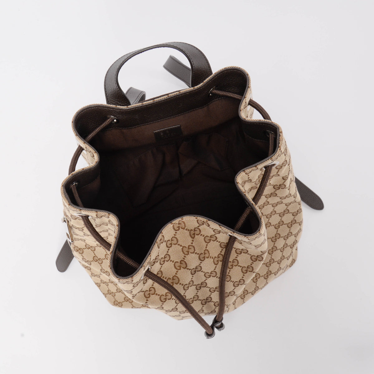 Gucci Beige GG Canvas Drawstring Backpack