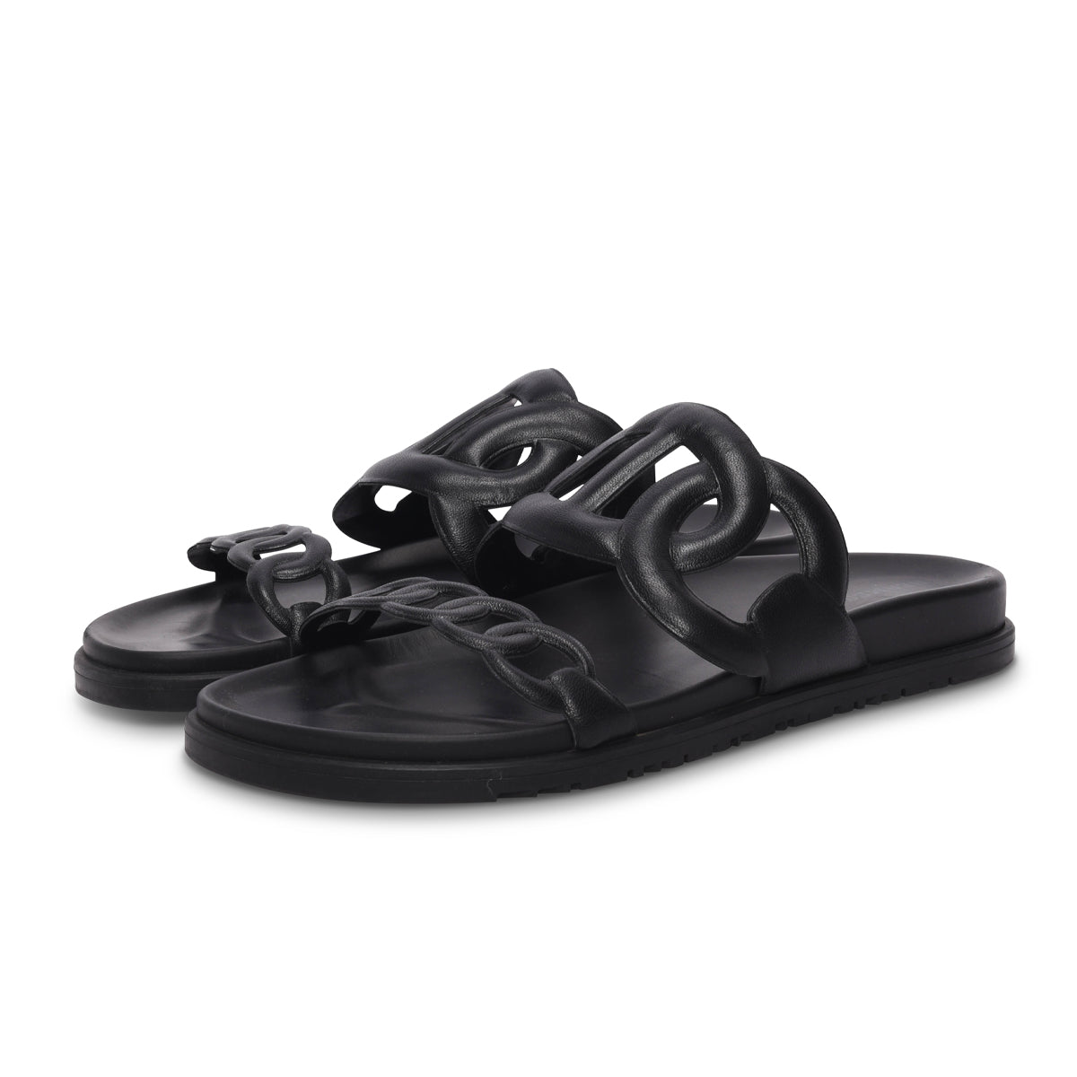 Hermes Black Nappa Extra Sandals 41