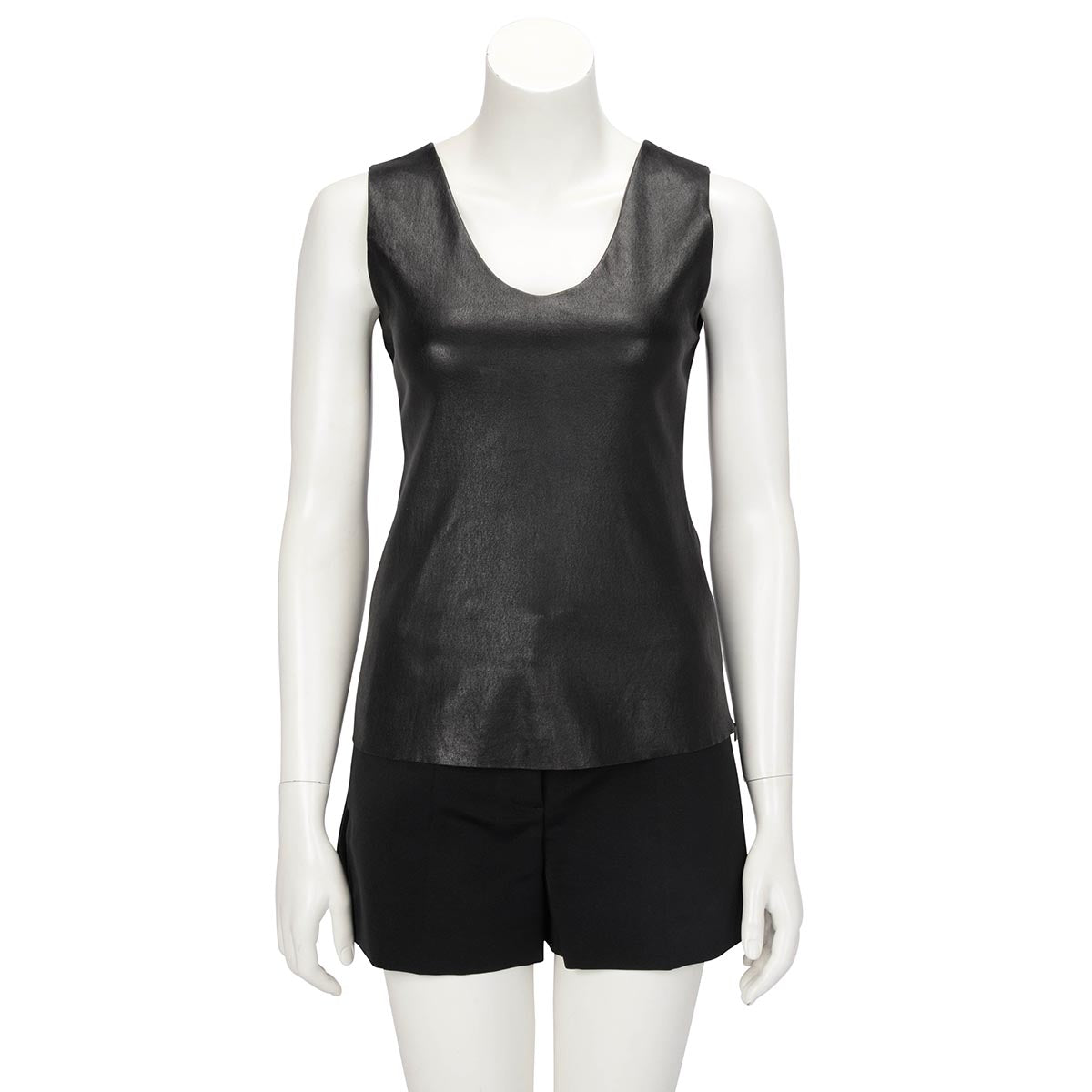 Prada Black Stretch Lambskin Sleeveless Top IT 44