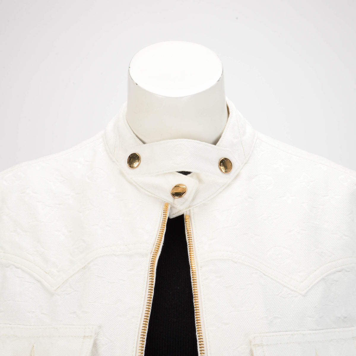 Louis Vuitton White Monogram Denim Oversized Jacket FR 36