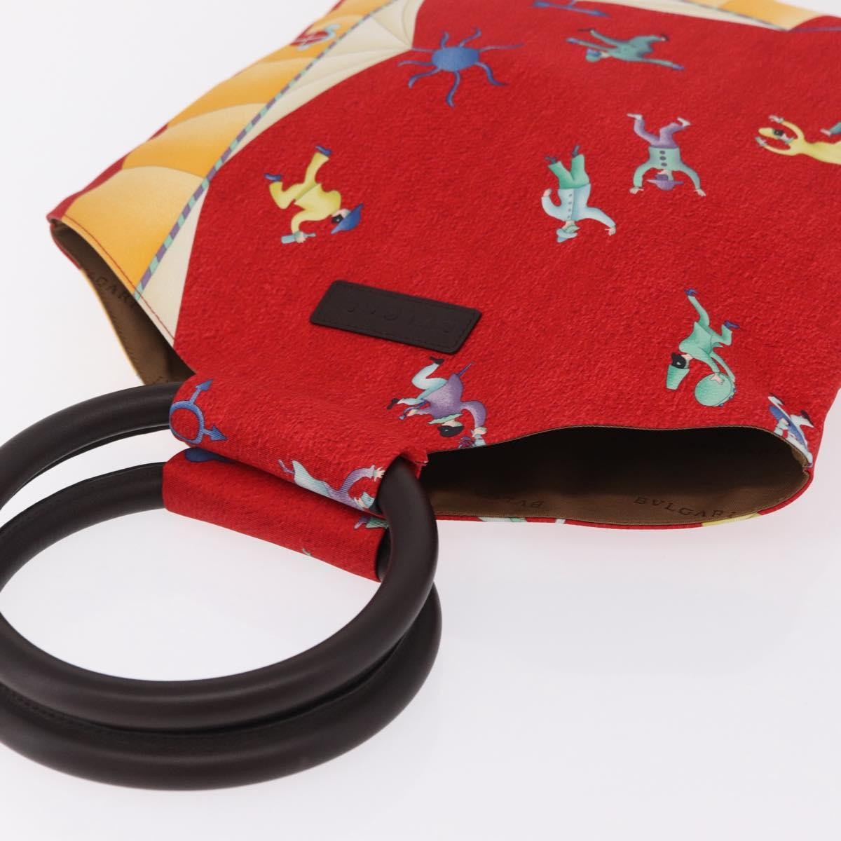 Bulgari Red Silk Pierrot Circus Print Small Tote Bag
