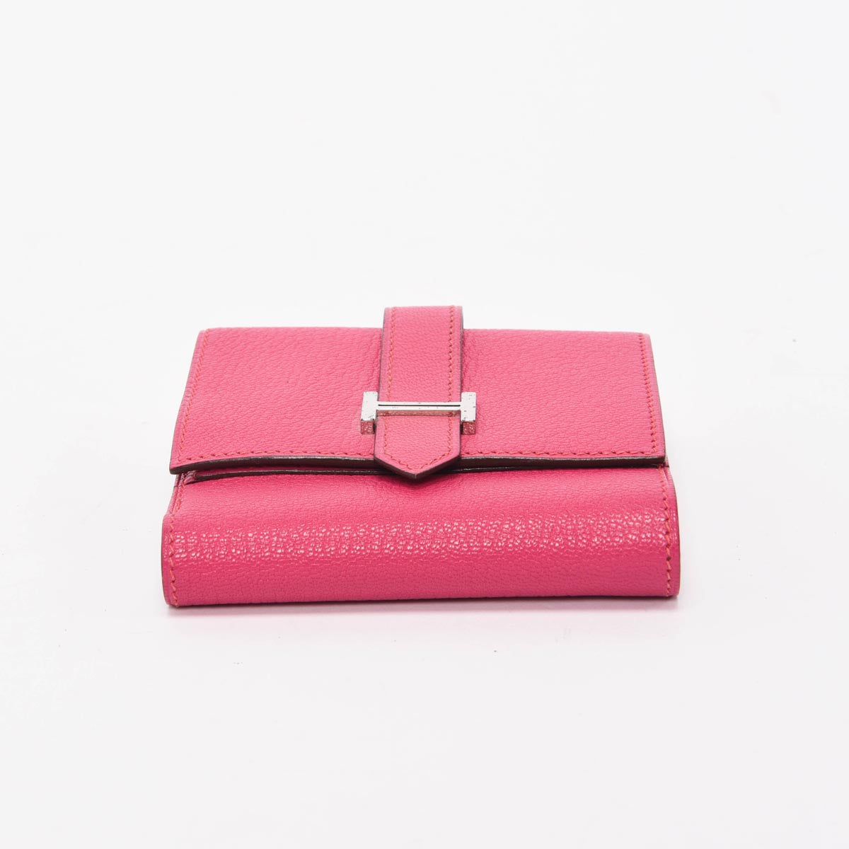 Hermes Rose Shocking Chevre Mysore Bearn Tri-Fold Wallet
