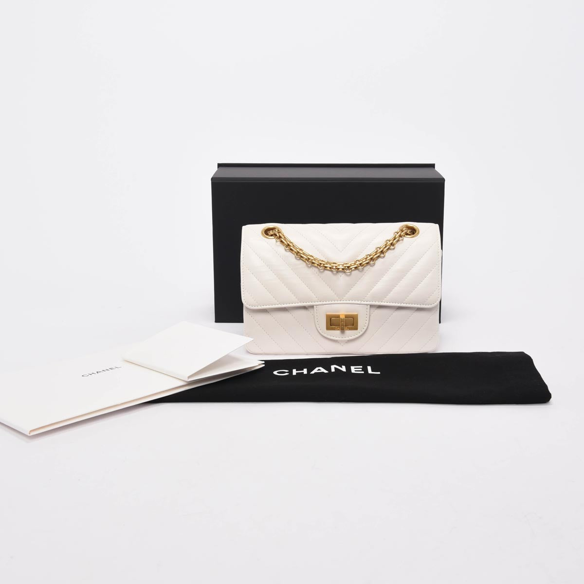 Chanel White Chevron Calfskin Mini Reissue 2.55 Flap Bag