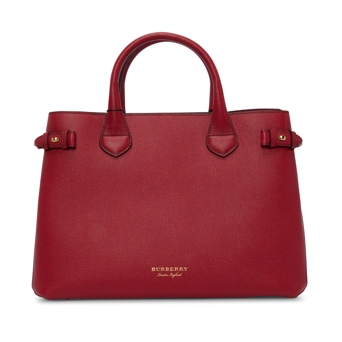 Burberry Red Derby Leather House Check Medium Banner Tote