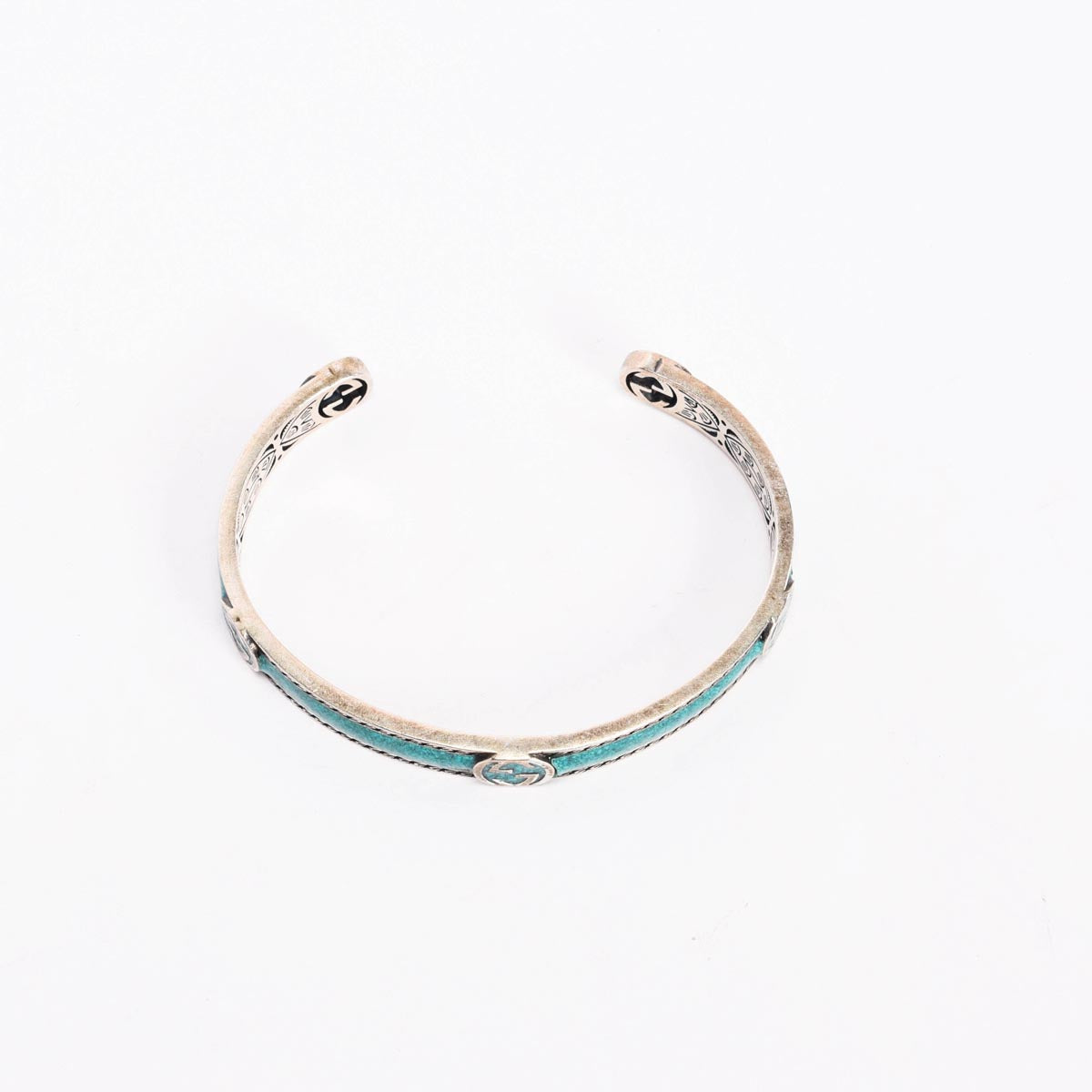 Gucci Turquoise Enamel & Sterling Silver Interlocking G Cuff