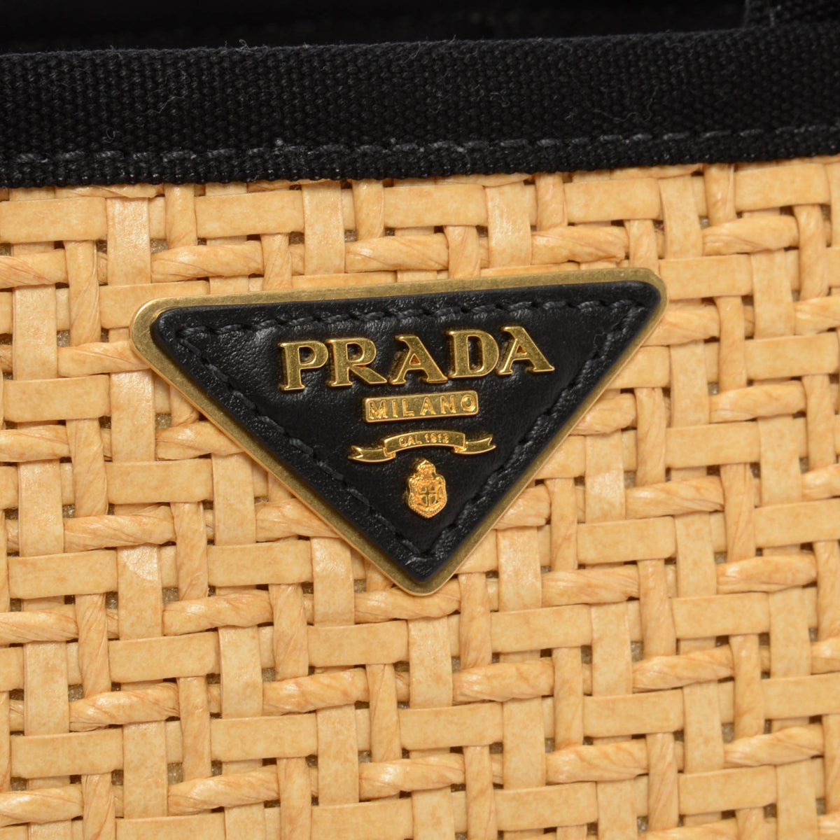 Prada Black Woven Raffia Basket Tote
