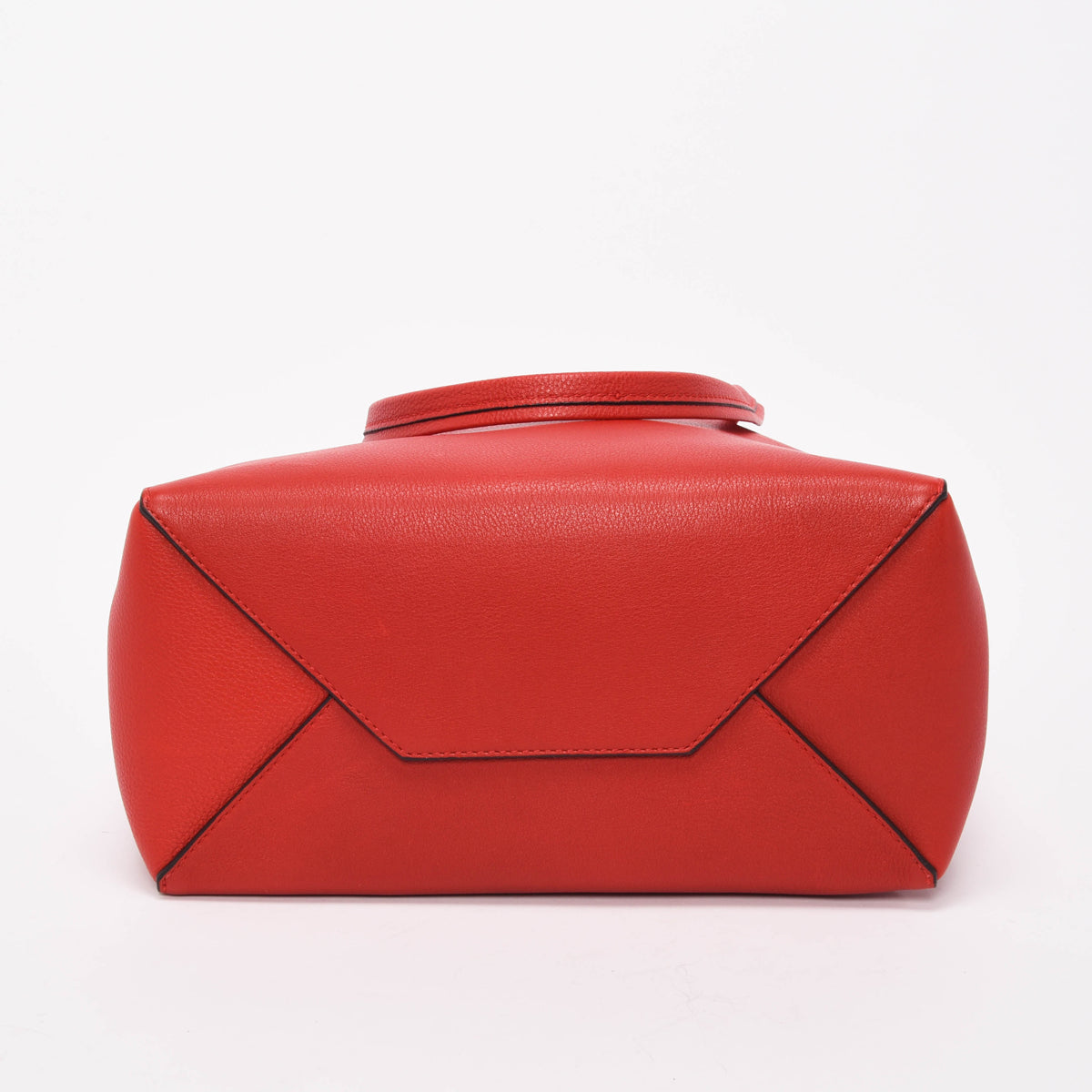 Celine Red Grained Calfskin Vertical Cabas Tote