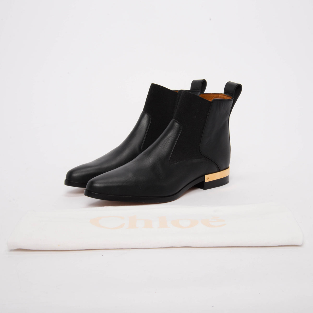 Chloe Black Calfskin Drew Chelsea Ankle Boots 38.5