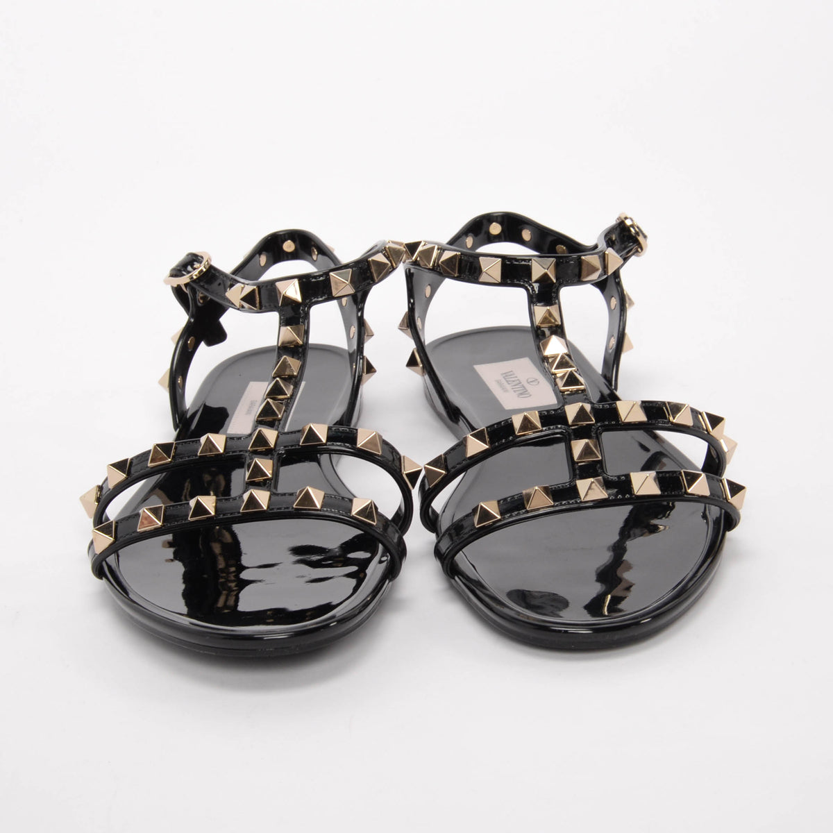 Valentino Black Rubber Rockstud Jelly Sandals 38