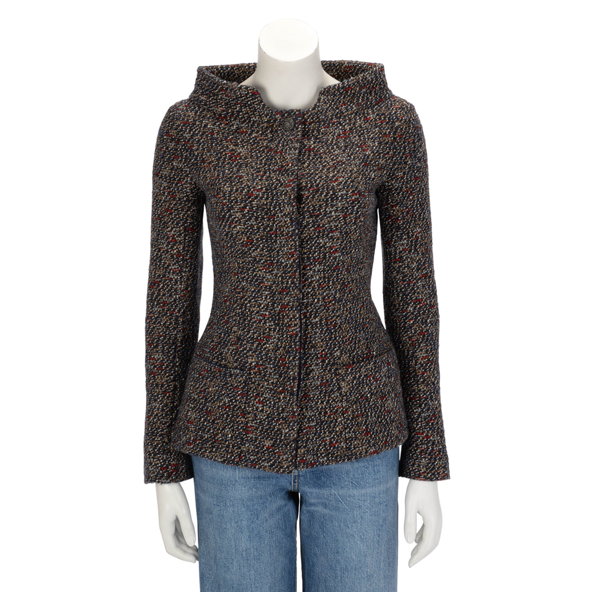 Chanel Multi Colour Fantasy Tweed High Collar Jacket FR 36
