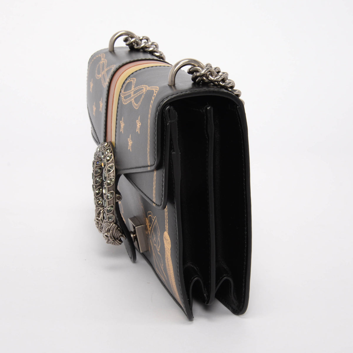 Gucci Black Calfskin Star Tassel Print Small Dionysus Bag