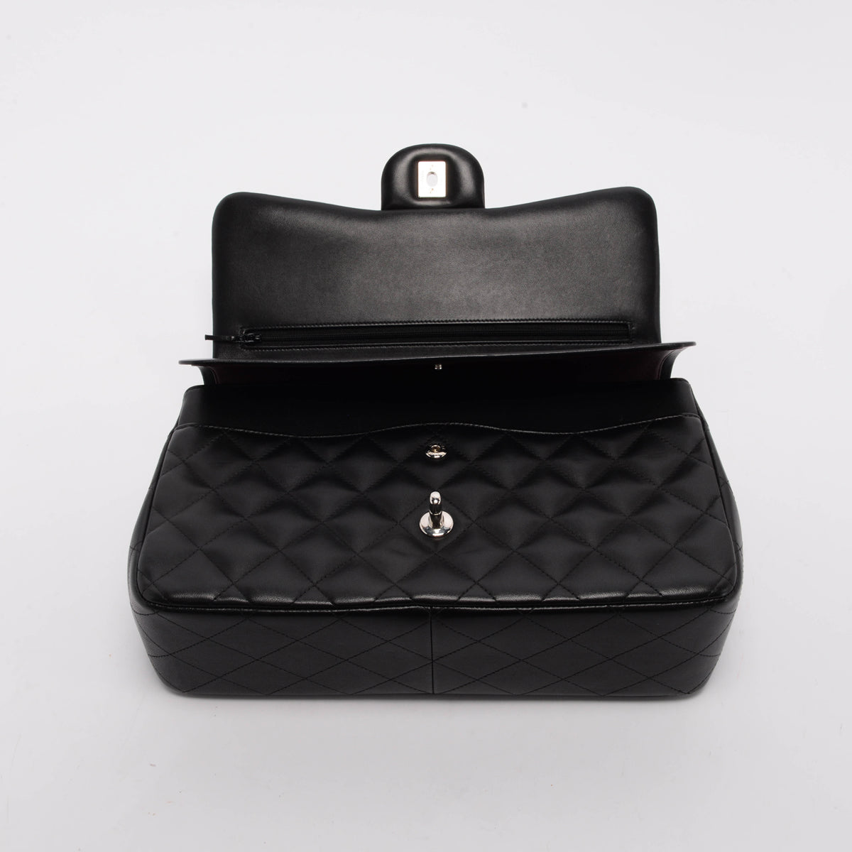 Chanel Black Quilted Lambskin Large Double Flap Bag