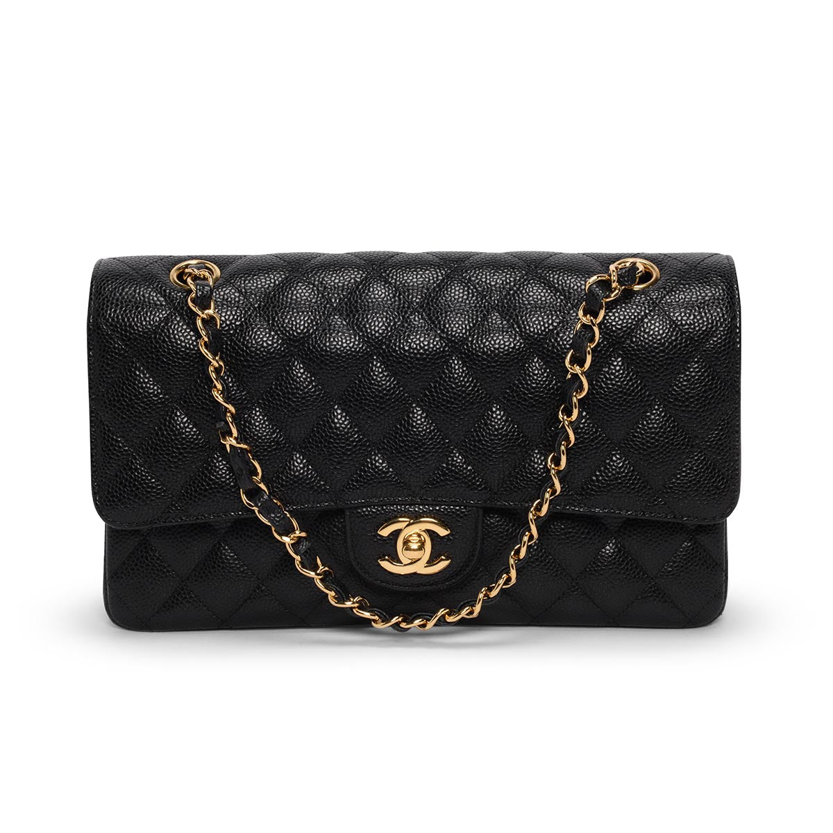 Chanel Black Quilted Caviar Medium Classic Flap Bag GHW