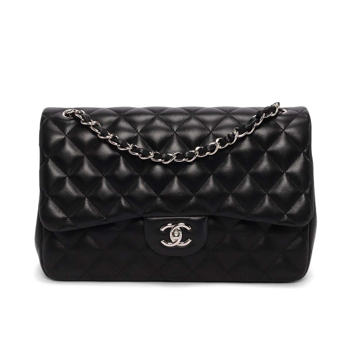 Chanel Black Quilted Lambskin Large Double Flap Bag