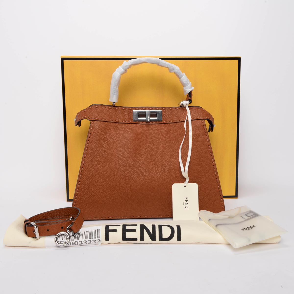 Fendi Tan Roma Calfskin Medium Peekaboo ISeeU Bag