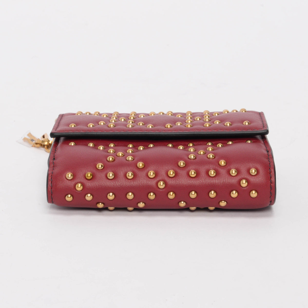 Dior Burgundy Cannage Calfskin Studded Lady Dior Coin Purse