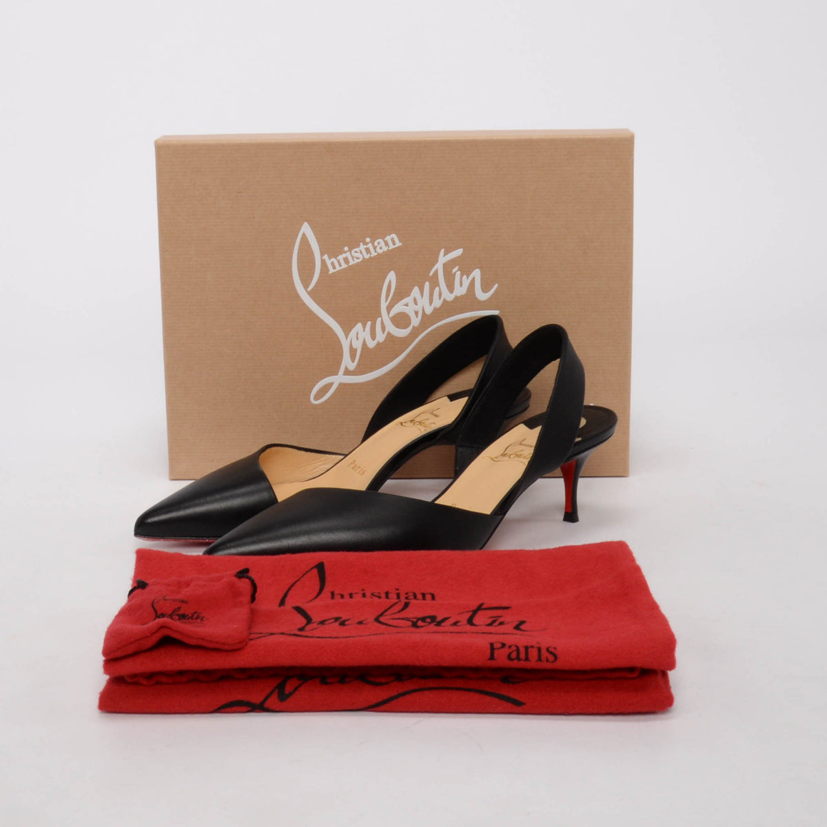 Christian Louboutin Black Nappa Viola Slingback Pumps 37.5