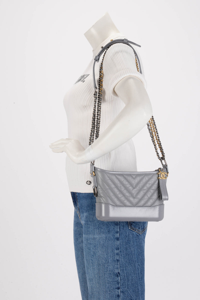 Chanel Grey Aged Calfskin Small Gabrielle Bag