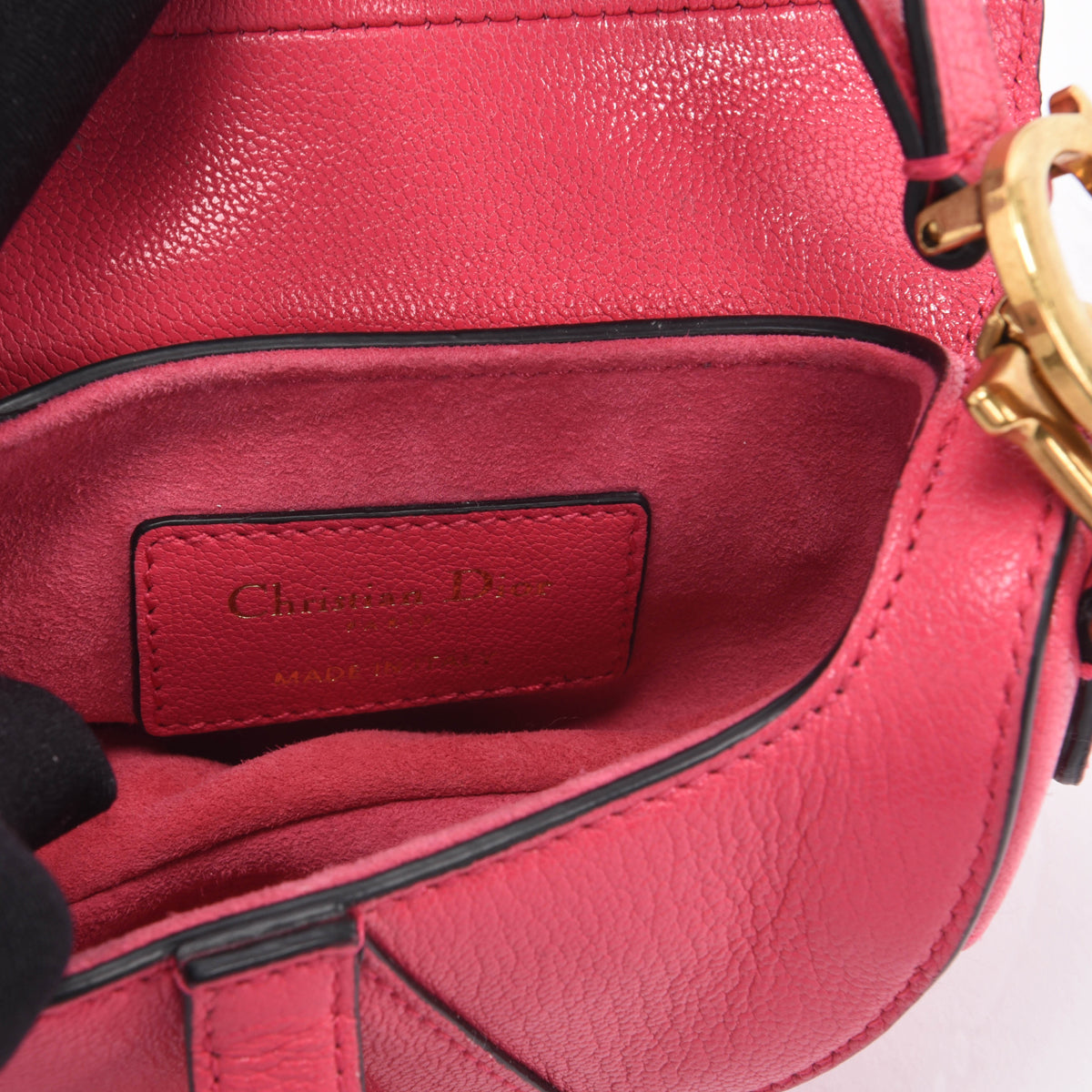 Dior Fuschia Goatskin Micro Saddle Bag