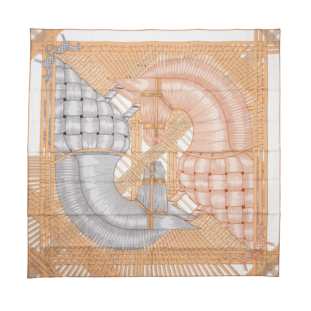 Hermes Beige Silk Masan & Masan Scarf