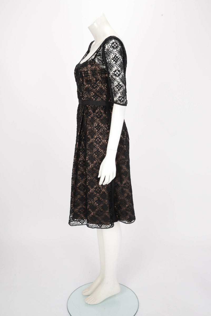 Louis Vuitton Black Monogram Lace Dress FR 40