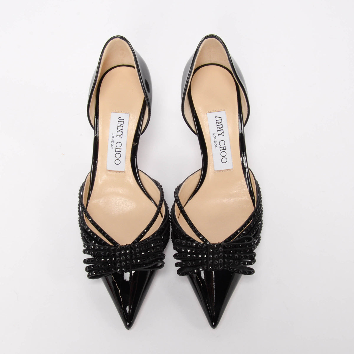 Jimmy Choo Black Patent Kaitence Bow Detail Pumps 36.5