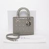 Dior Grey Patent Cannage Medium Lady Dior Bag - Blue Spinach