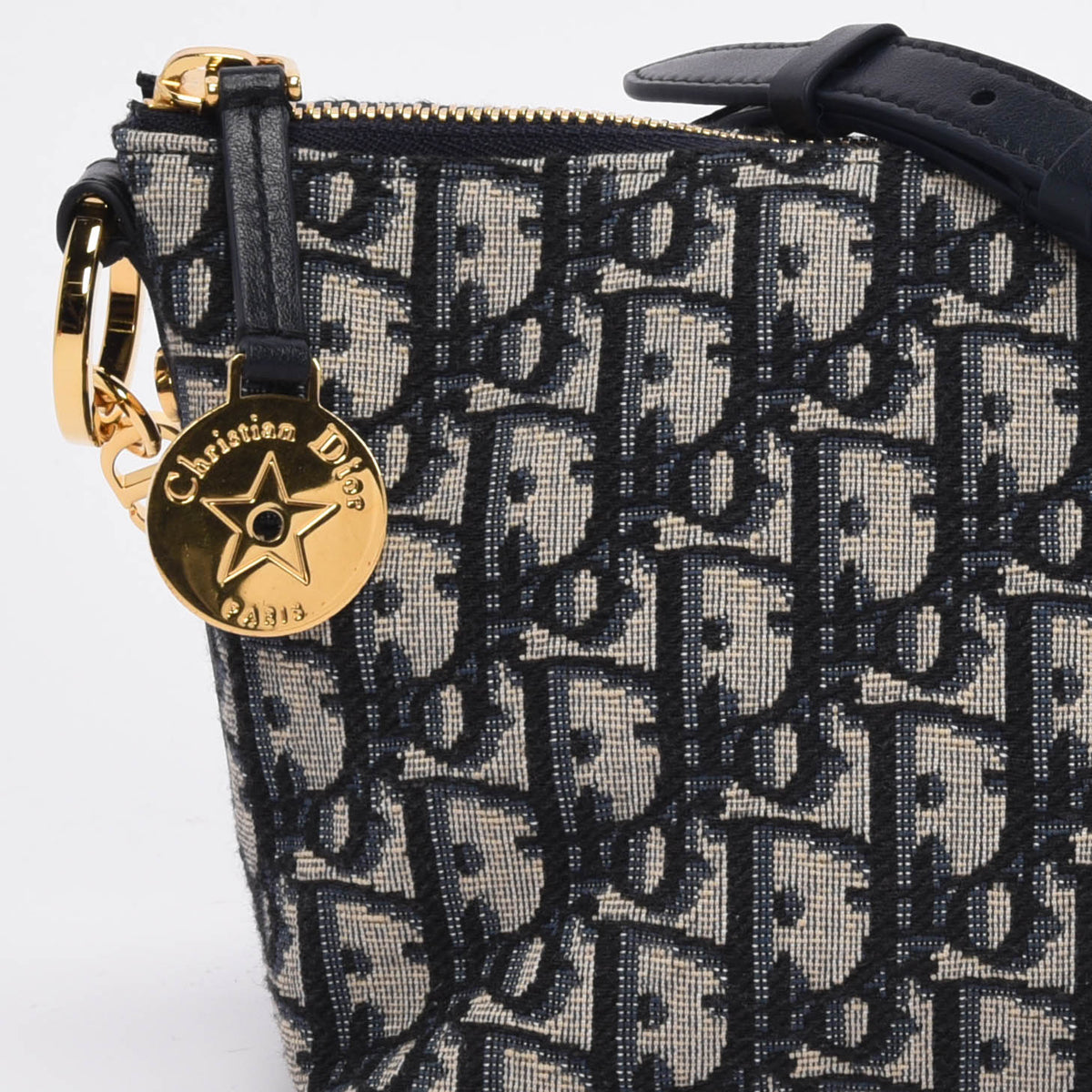 Dior Navy Oblique Jacquard Diorstar Hobo Chain Bag