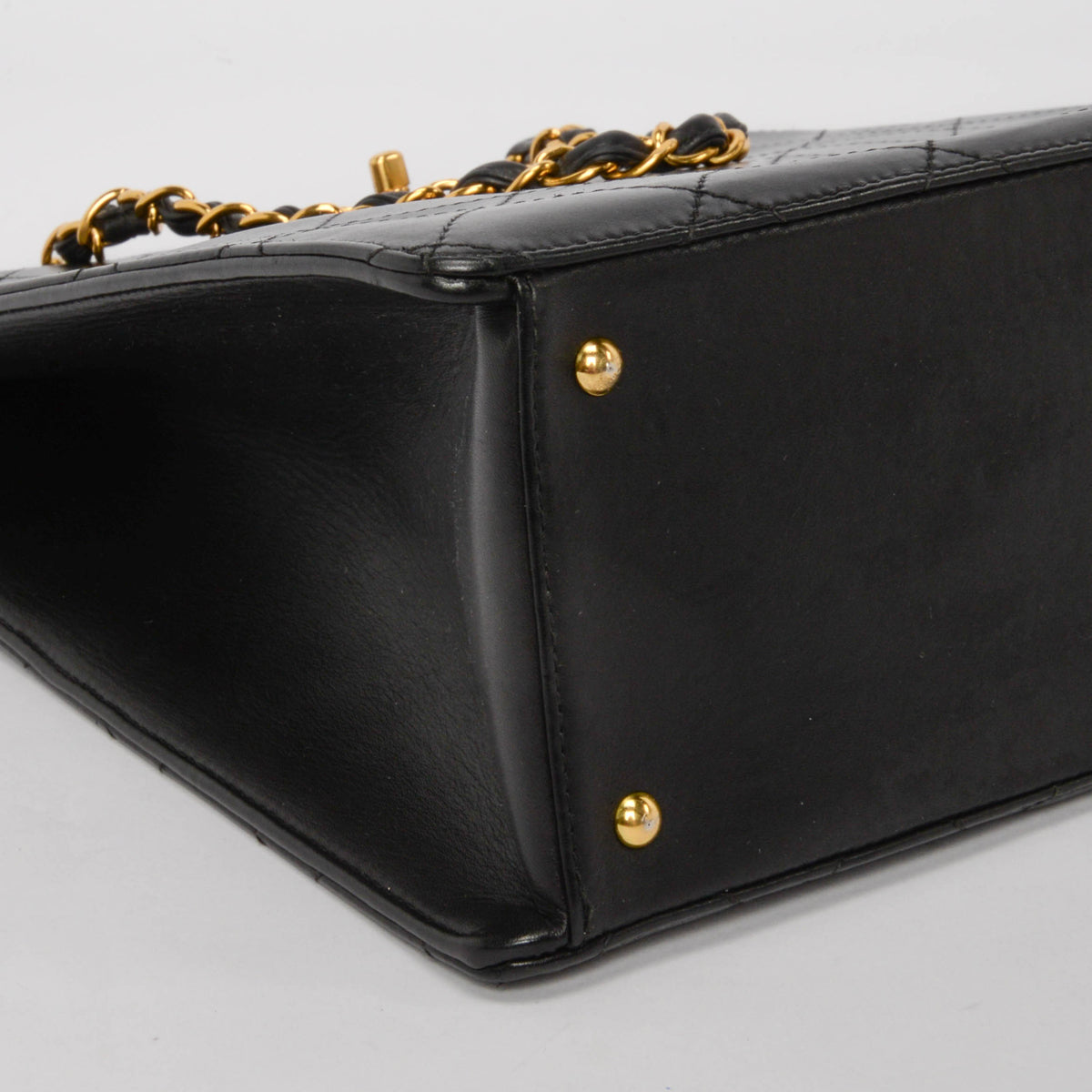 Chanel Vintage Black Quilted Lambskin Vertical Tote