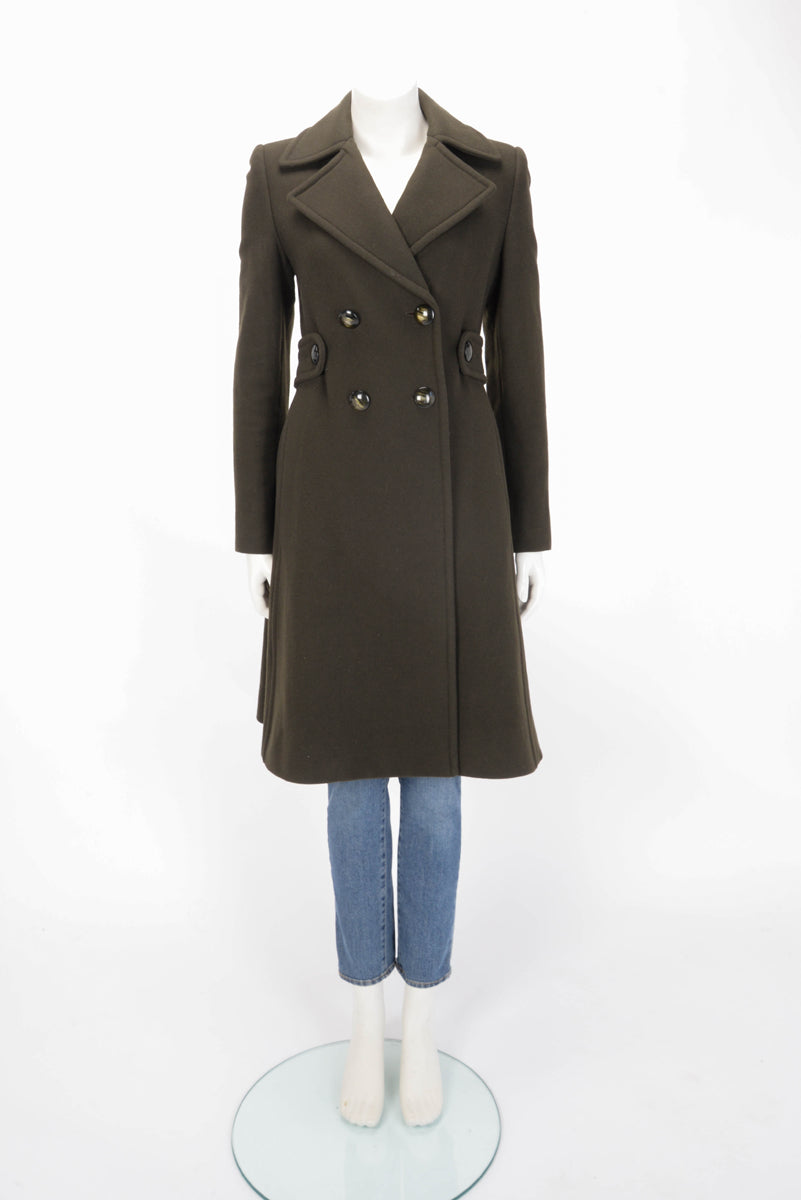 Stella McCartney Olive Wool Melton D.B. Coat IT 42