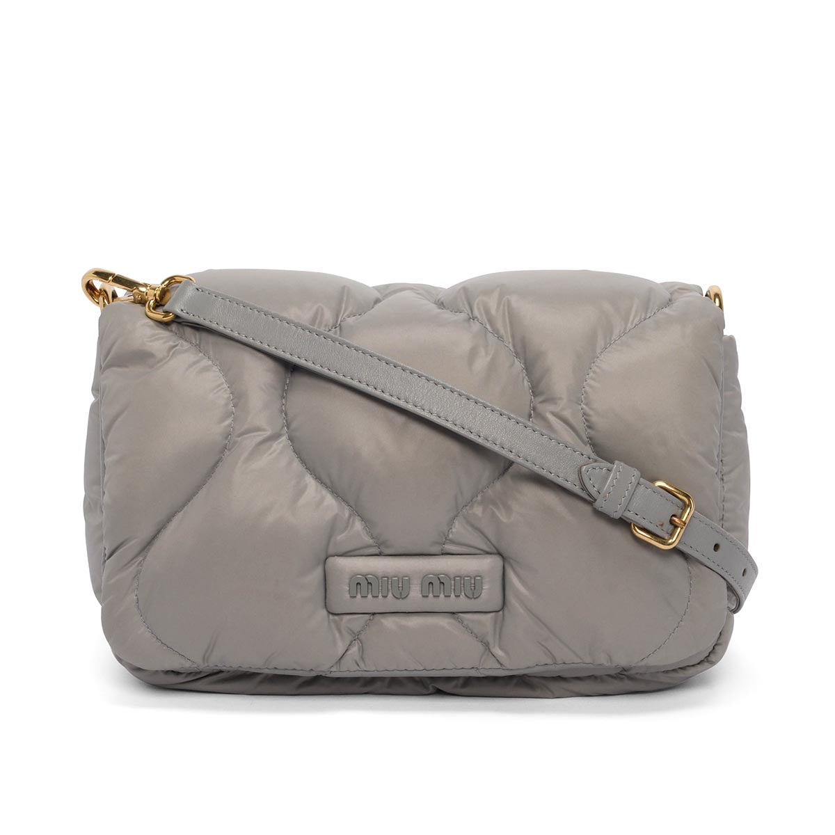 Miu Miu Grey Padded Nylon Chain Shoulder Bag