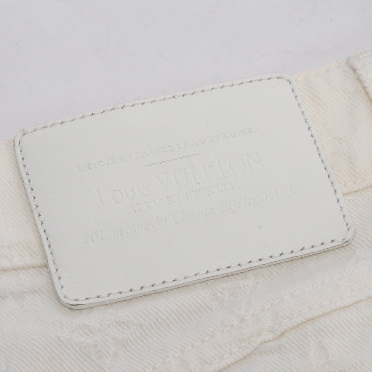 Louis Vuitton White Jacquard Denim Monogram Skirt FR 38