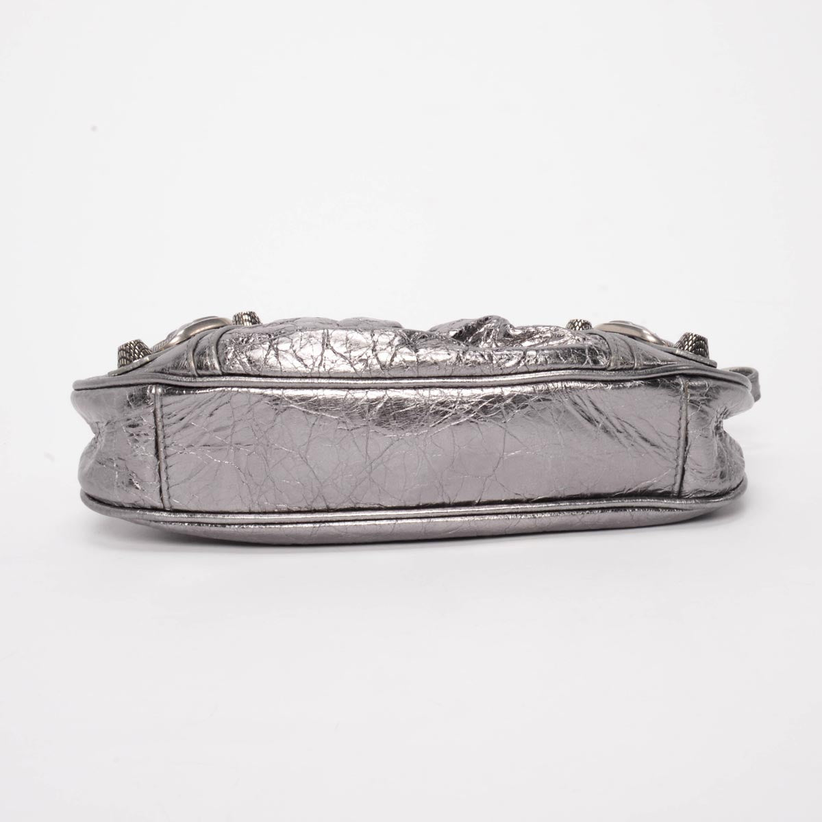 Balenciaga Silver Metallic Lambskin Le Cagole Mini Bag with Chain
