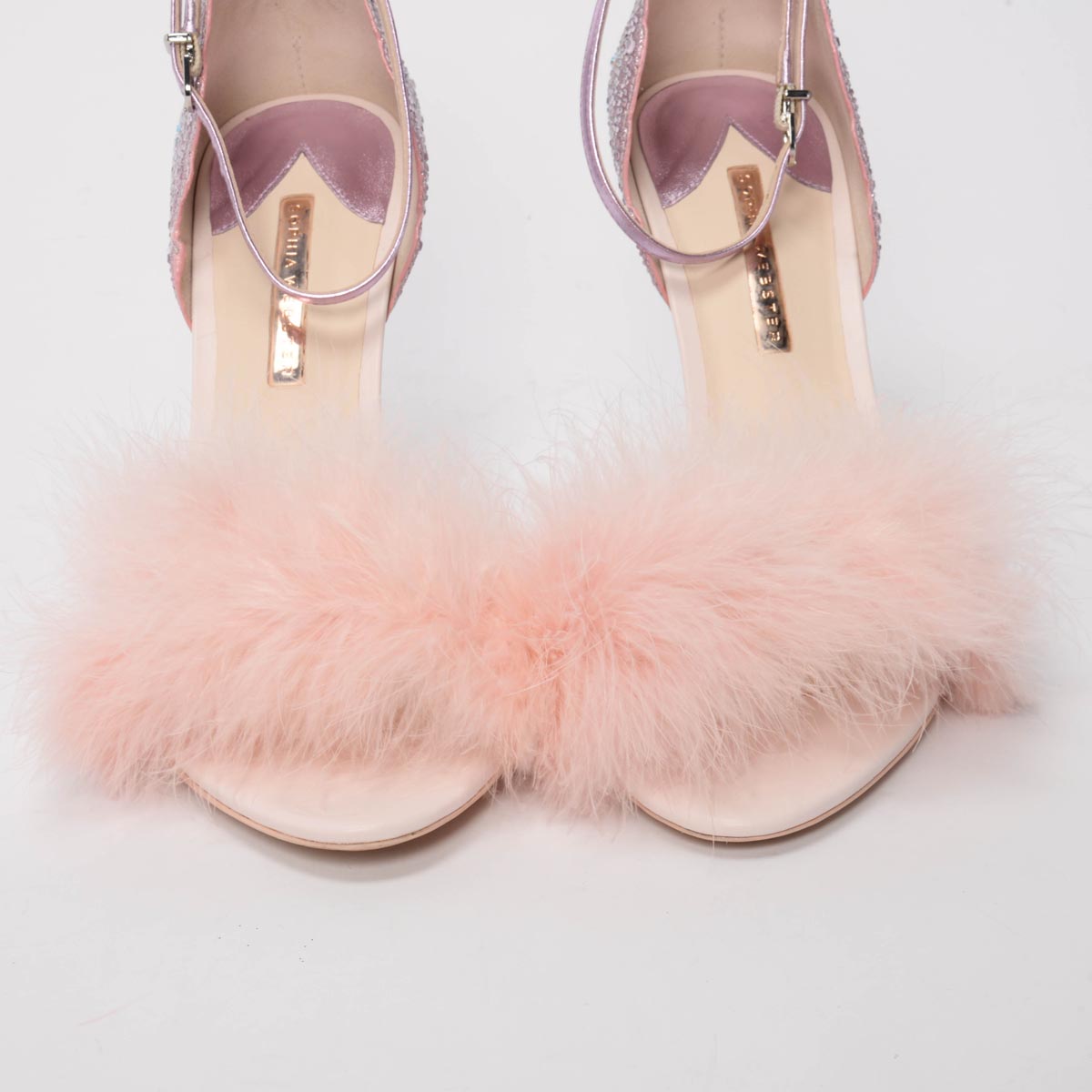 Sophia Webster Heavenly Pink Satin & Crystal Chiara Butterfly Sandals 45