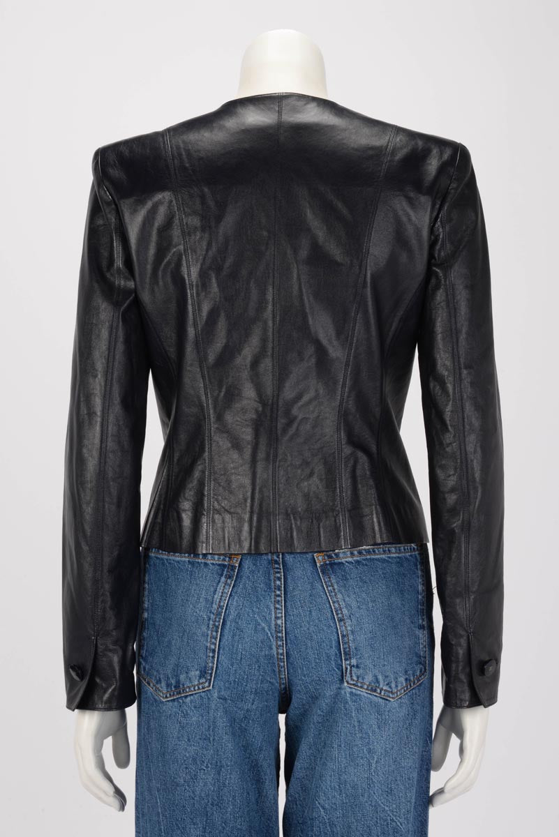 Chanel Dark Navy Lambskin Cropped Jacket FR 38