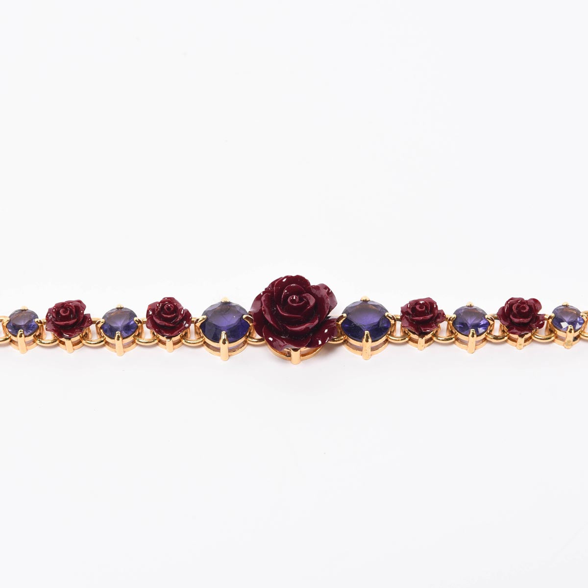 Prada Red & Purple Crystal Rose Bracelet
